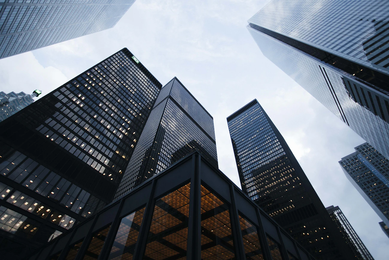 Contemporary glass commercial buildings